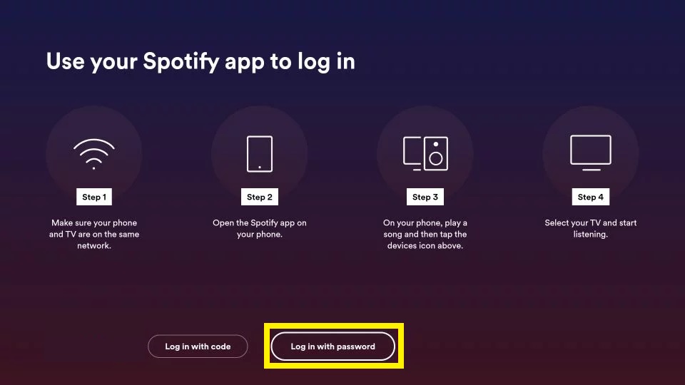 Click Log in with password on the Spotify app