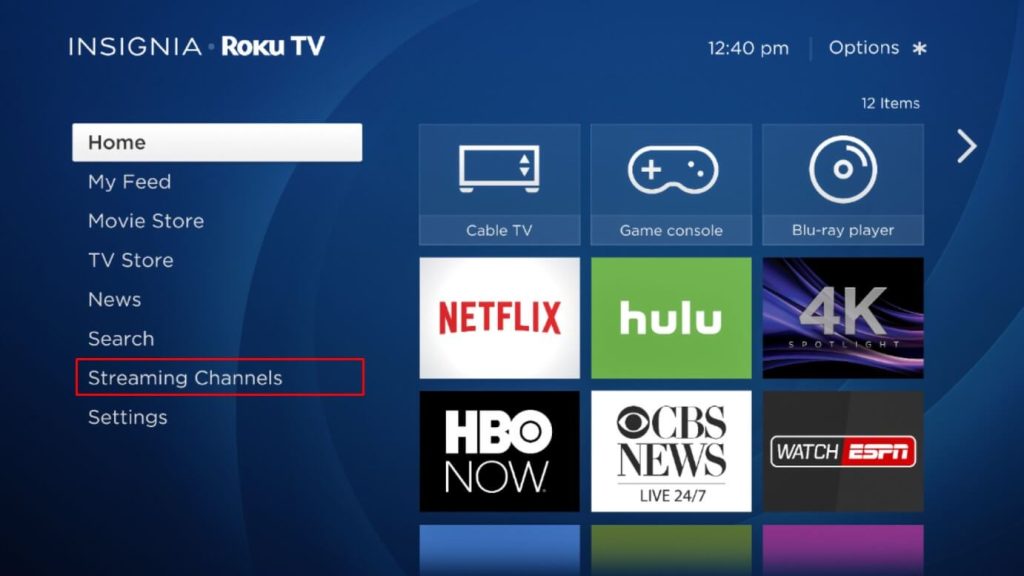 Click Streaming Channels on Insignia Roku TV