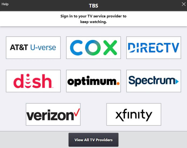 Sign in with the TV provider