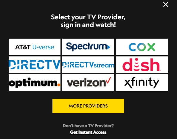 Select your TV provider and sign in