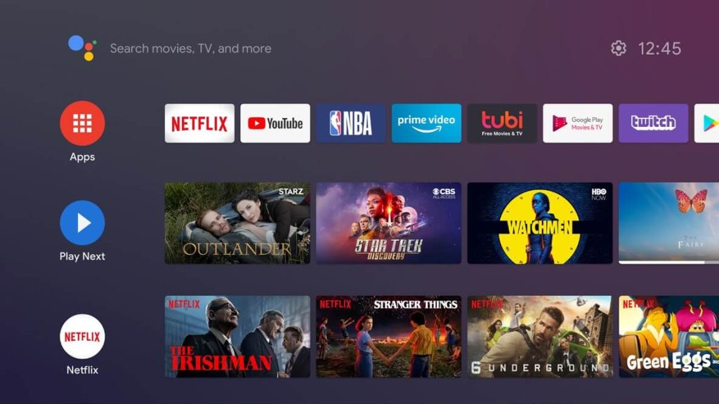 Click Apps and open Play Store on Panasonic Android TV