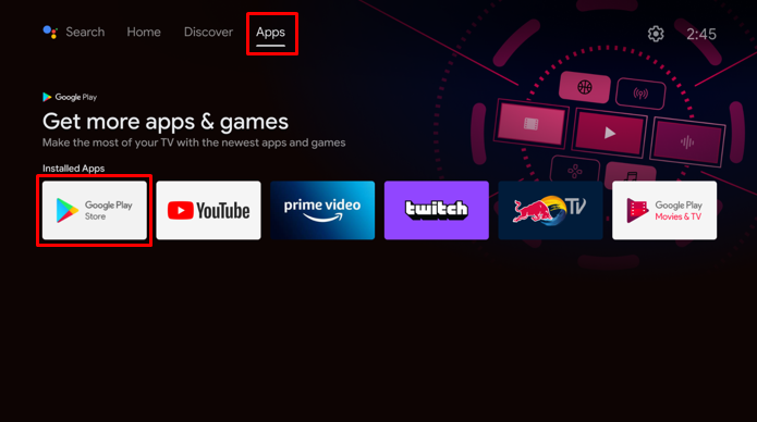 Click Apps and open Play Store on TCL Smart TV