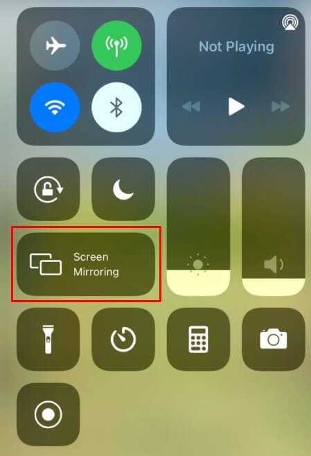 Click Screen Mirroring on iPhone's Control Center
