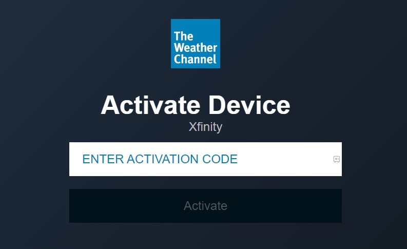Enter the activation code on Weather Channel website