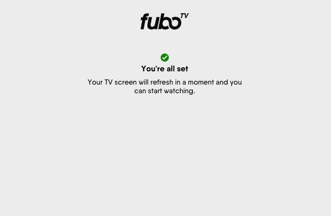 fuboTV activation confirmation message