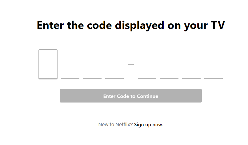 Enter Netflix activation code