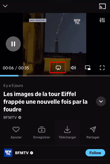 Hit the AirPlay icon in Dailymotion