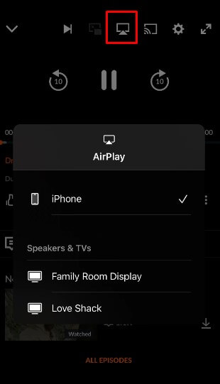 Click AirPlay icon on Crunchyroll